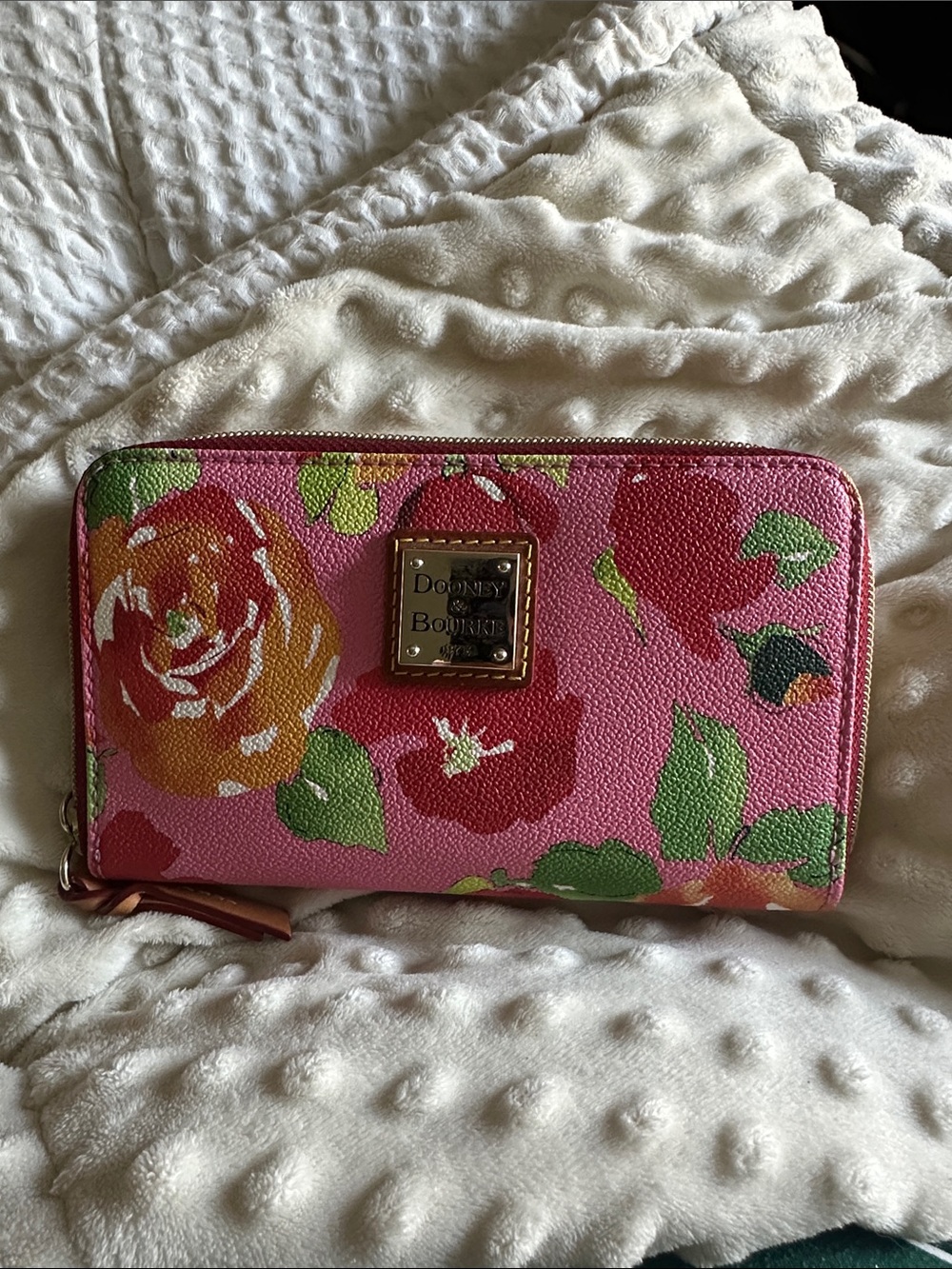 Dooney & Bourke Pink Floral Zip-Around Wallet - Picture 1 of 5